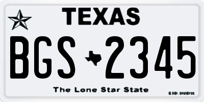 TX license plate BGS2345