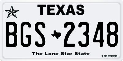 TX license plate BGS2348
