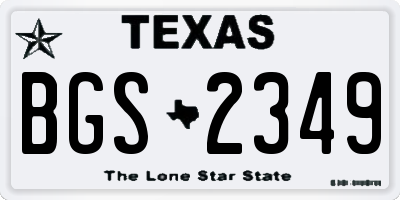 TX license plate BGS2349