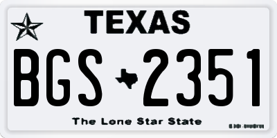 TX license plate BGS2351