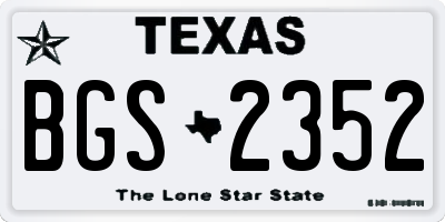 TX license plate BGS2352