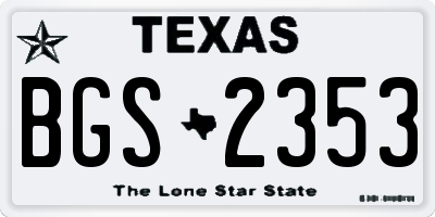 TX license plate BGS2353