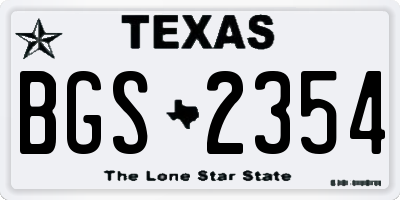 TX license plate BGS2354