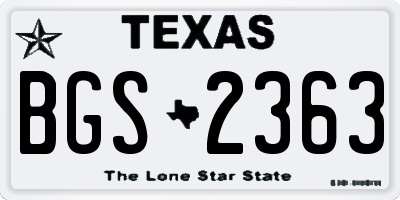TX license plate BGS2363