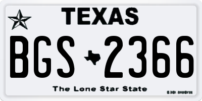 TX license plate BGS2366