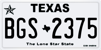 TX license plate BGS2375
