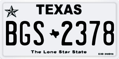 TX license plate BGS2378