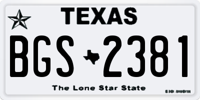 TX license plate BGS2381