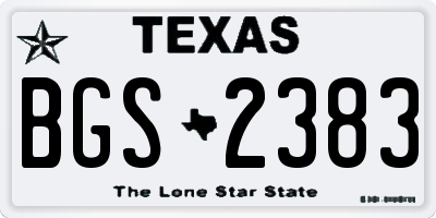 TX license plate BGS2383