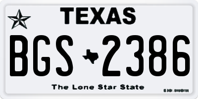 TX license plate BGS2386