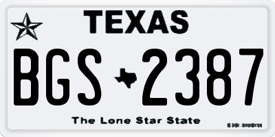 TX license plate BGS2387