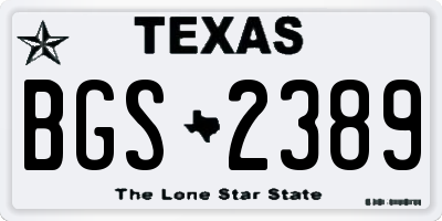 TX license plate BGS2389