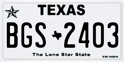 TX license plate BGS2403