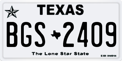TX license plate BGS2409