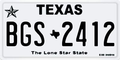 TX license plate BGS2412