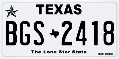 TX license plate BGS2418