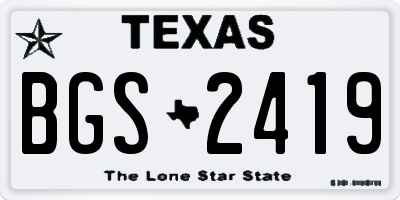 TX license plate BGS2419