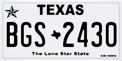 TX license plate BGS2430