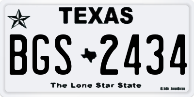 TX license plate BGS2434