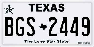 TX license plate BGS2449