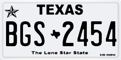 TX license plate BGS2454