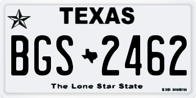 TX license plate BGS2462