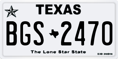TX license plate BGS2470