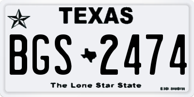 TX license plate BGS2474