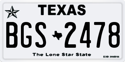 TX license plate BGS2478
