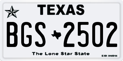 TX license plate BGS2502