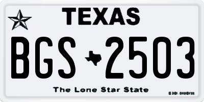 TX license plate BGS2503