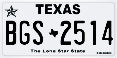 TX license plate BGS2514