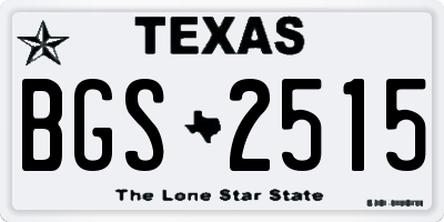 TX license plate BGS2515
