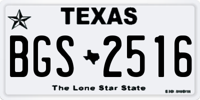 TX license plate BGS2516