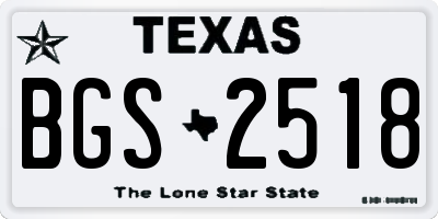 TX license plate BGS2518