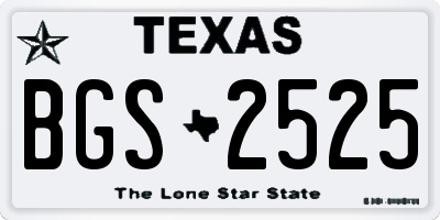 TX license plate BGS2525