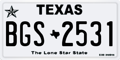 TX license plate BGS2531