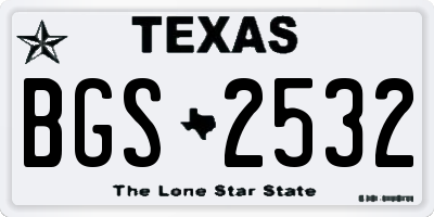 TX license plate BGS2532
