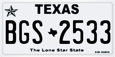 TX license plate BGS2533