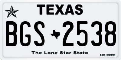 TX license plate BGS2538
