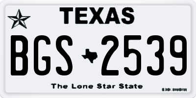 TX license plate BGS2539
