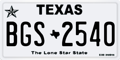 TX license plate BGS2540