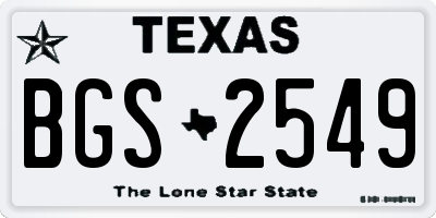 TX license plate BGS2549