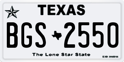 TX license plate BGS2550