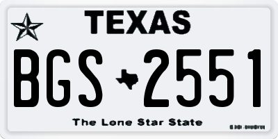 TX license plate BGS2551