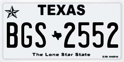TX license plate BGS2552