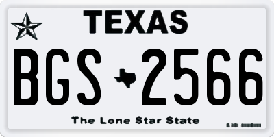 TX license plate BGS2566