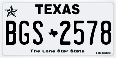 TX license plate BGS2578