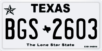 TX license plate BGS2603