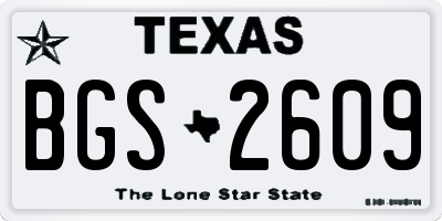 TX license plate BGS2609